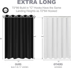 No Hook Shower Curtain, Black Modern Chevron Striped Luxury Hotel Style, Washable Waterproof Fabric for Bathroom, 15 Seconds Quick Install, 72W x 86L Inches