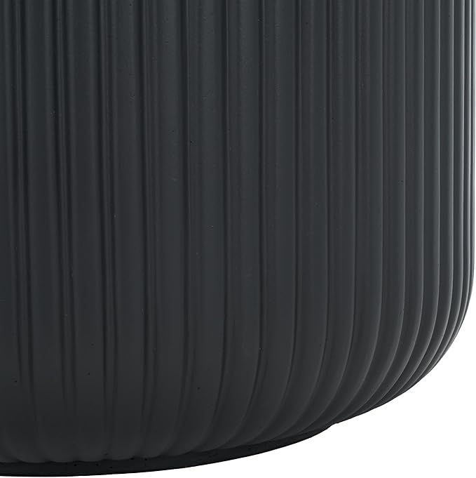SAFAVIEH Outdoor Collection Lucca Black Cement Ficonstone Planter Pot Set of 2