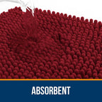 OLANLY Toilet Rugs U-Shaped 24x20, Extra Soft Absorbent Chenille Contour Bathroom Rugs for Toilet, Dry Quickly, Machine Washable, Non-Slip Bath Mat, Red