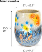 Sungmor 10.6 Inch Ceramic Succulent Plant Pot with Drainage Hole, Hand Painted Flower Pots for Plants, Unique Texture Decorative Planter for Indoor and Outdoor, Pottery Vase for Home Office Decor