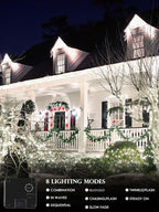 Cool White Solar Christmas Lights Outdoor Decorations Waterproof, Tatal 2 Pack 200LED 66FT Solar String Lights Green Wire with 8 Modes, Christmas Fairy Light for Xmas Tree Party Wedding Garden Decor