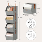 Hanging Closet Organizer 4 Tier - Clothes Hanging Shelves, Space-Saving Closet System, Fabric Storage Bins Bedroom Organization, Collapsible Baskets for Home, Dorm, Rv, Grey, 2 Pack