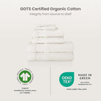 BIOWEAVES 100% Organic Cotton 700 GSM Plush Bath Towels 30" x 58" GOTS Certified - Ivory, Pack of 2