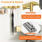 Wall Mounted Coat Rack-4 Hooks, Heavy Duty Stainless Steel Wall Hooks for Towel Coat Bag, Hat Rack Coat Hanger Coat Hooks Towel Racks for Bathroom Entryway Kitchen Hotel Office (Gold, 1 Pack)