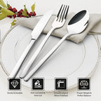 KINGSTONE Silverware Set, 10 Piece Flatware Cutlery Set for 2, 18/10 Stainless Steel Silverware Mirror Polished Dishwasher Safe for Home, Restaurant, Wedding, Party