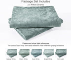 PHF Truly Velvet Pillowcases Standard Size, No Insert, 2 Pack Ultra Soft Breathable Pillow Shams Covers with Envelope Closure, 20" X 26" Luxury Cozy Warm Fuzzy Flannel, Dusty Blue