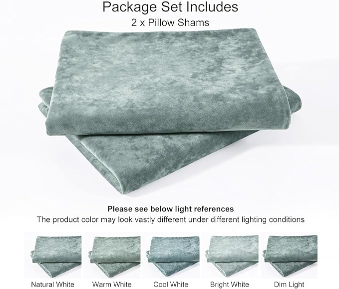 PHF Truly Velvet Pillowcases Standard Size, No Insert, 2 Pack Ultra Soft Breathable Pillow Shams Covers with Envelope Closure, 20" X 26" Luxury Cozy Warm Fuzzy Flannel, Dusty Blue