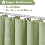 3D Embossed Pattern Shower Curtain, Simple and Chic Pattern Vintage Curtain for Bathroom, Waterproof Fabric Shower Curtains with Hooks, 72 W x 72 H, Sage