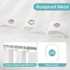 Extra Long White 96 Inch Shower Curtain Linen Drapes for Bathroom 72x96 Boho Farmhouse Water Repellent Extra Tall Hotel Curtains 72 x 96 Inches Long Drapes with Hooks 8Ft