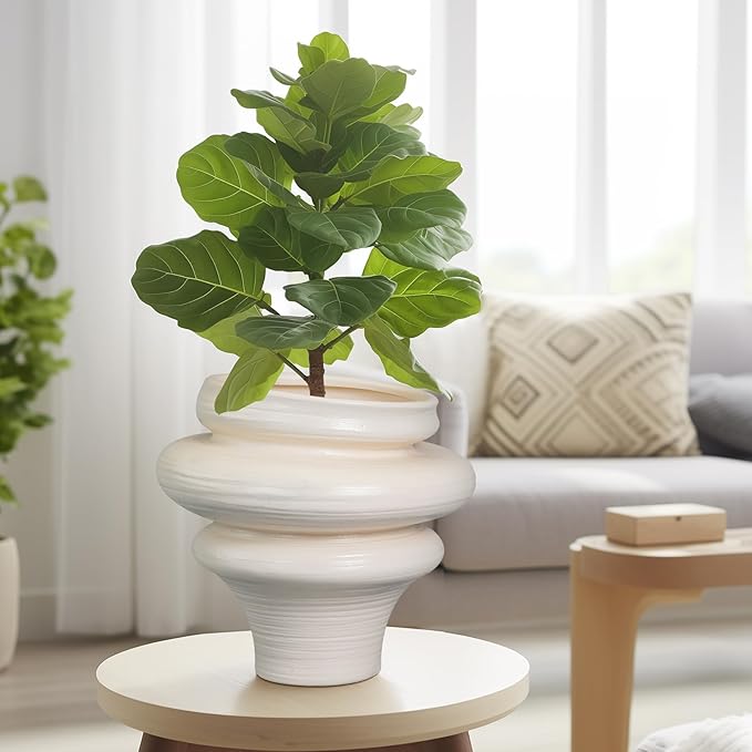 Ceramic Bonsai Planters 11 Inch - Pots for Plants Indoor Outdoor, Plant Pot with Drainage Hole, Decorative Flower Pot for Home Garden Patio Office, Gift for Men Women, White