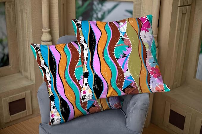 CAPSCEOLL Abstract Grey Throw Pillow Covers,Waves Circles Flowers Paint Modern Abstract Art Throw Pillows for Couch,Decorative Pillow Covers 20X20 Inch 2 Pcs Square Cushion Cover Gift for Couch Sofa