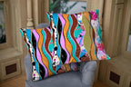 CAPSCEOLL Abstract Grey Throw Pillow Covers,Waves Circles Flowers Paint Modern Abstract Art Throw Pillows for Couch,Decorative Pillow Covers 16X16 Inch 2 Pcs Square Cushion Cover Gift for Couch Sofa