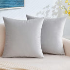 EMEMA Pack of 2 Velvet Pillow Covers Decorative Square Pillowcase Soft Solid Cushion Case for Sofa Bedroom Car 20x20 Inch Greyish White
