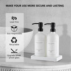 Thick Glass Soap Dispenser - Kitchen Dish Hand Soap Dispenser Set,Rustproof Pump Soap Lotion Dispenser Bathroom with Tray,14 Stickers for Kitchen Decor White Bottle/Black Pump