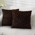 Pallene Brown Throw Pillow Covers 24x24 Set of 2, Soft Plush Faux Fur Decorative Couch Pillow Covers for Sofa Bed Living Room Pillow Cases with 3D Diamond Pattern