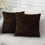 Pallene Brown Throw Pillow Covers 24x24 Set of 2, Soft Plush Faux Fur Decorative Couch Pillow Covers for Sofa Bed Living Room Pillow Cases with 3D Diamond Pattern
