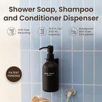 MaisoNovo Shampoo and Conditioner Dispenser - Shower Soap Dispenser Wall Mounted - 16.9 fl oz Set of 1 Black Plastic Bottles Black Pump - 1 Chamber No Drill