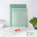 COOK WITH COLOR Extra Large Cutting Board Set, Jumbo-Sized Boards with Rubber Border for Enhanced Cooking Experience, 3-Piece, Sage
