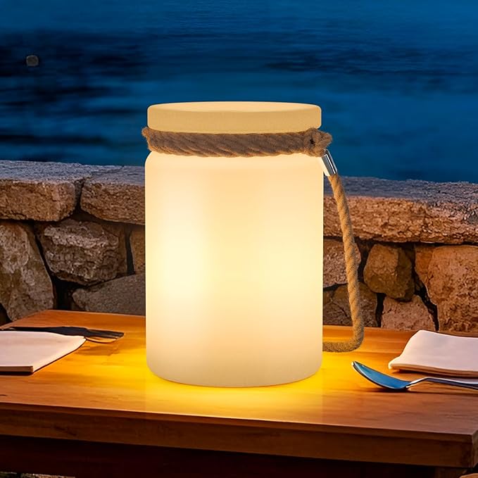uuffoo LED Lamp Lantern Table Lamp Cordless Shower Lamp IP44 RGB and Warm White Dimmable for Indoor Outdoor Patio Camping Restaurant Home
