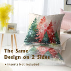 Christmas Throw Pillow Cushion Cover 22x22 in, 2 PCS Xmas Theme Colorful Pine Tree Decorative Square Holiday Accent Pillow Casefor Home Decor Sofa Chair Bedroom
