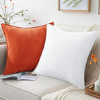 decorUhome Fall Couch Throw Pillow Covers 12x20 Set of 2, Decorative Soft Euro Neutral Chenille Lumbar Pillow Covers with Elegant Design for Sofa Bed Living Room Home Decor, Rust