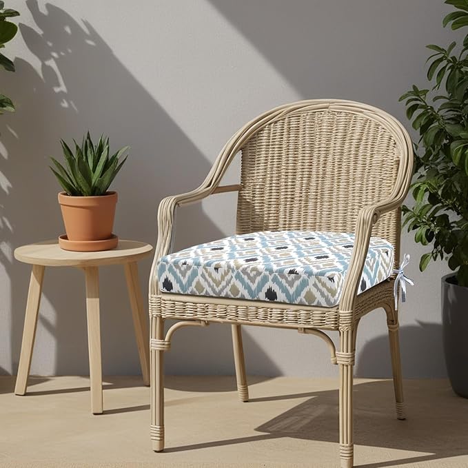 idee-home Outdoor Chair Cushions Set of 2, Thick 17" x 17" x 3" Outdoor Seat Cushions Patio Furniture Waterproof with Ties, Dining Pads