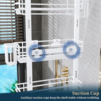 Consumest Over The Door Shower Caddy - 5 Tier Adjustable Shower Organizer Hanging with 2 Toothbrush Holders & 4 Hooks, Rustproof Oragnizer Shelf, Storage Rack for Bathroom, White