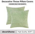 decorUhome Chenille Sage Green Throw Pillow Covers 16x16 Inch Set of 2, Decorative Soft Couch Pillow Covers Solid Dyed Accent Velvet Farmhouse Neutral Square Pillow Cases for Sofa Bed Living Room