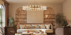 60 Inch Gold Wagon Wheel Chandelier with Crystal Shade, 60 Lights, Modern Farmhouse Style, Ideal for Dining Room, Kitchen, Entryways