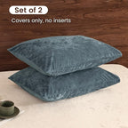 PHF Truly Velvet Pillowcases King Size, No Insert, 2 Pack Ultra Soft Breathable Pillow Shams Covers with Envelope Closure, 20" X 36" Luxury Cozy Warm Fuzzy Flannel, Stormy Blue
