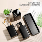 Bathroom Accessories Set, 4 Pcs Bathroom Accessory Set, Soap Dispenser, Toothbrush Holder, Qtip Holder Set, Bathroom Sets Complete, Bathroom Sink Set for Modern Home,Matte Black