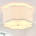 Modern Drum Semi Flush Mount Ceiling Light Fixture Modern 12.99” White 3-Lights Drum Ceiling Lighting Vintage Linen Ceiling Lamp for Kitchen, Basement, Dining Room, Bedroom, Laundry Room
