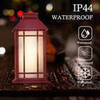 Vintage Flickering Flame LED Lanterns - 13" Hanging Waterproof Decorative Outdoor Flameless Candle