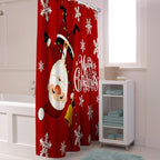Red Merry Christmas Shower Curtain, Funny Hanging Santa Shower Curtains Set with Hooks, Snow Winter Holiday Waterproof Fabric Bathroom Curtains Decor Home Accessories,72 X 84 Inch Extra Long