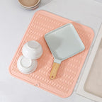 Silicone Dish Drying Mat for Multiple Usage,Easy clean,Eco-friendly,Heat-resistant Silicone Mat for Kitchen Counter or Sink,Refrigerator or Drawer Liner Pink 2XL 24 inches x 18 inches