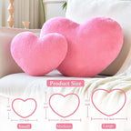 Peach Pink Heart Pillows, Cute Heart Decorative Pillow, Heart Shaped Throw Pillows for Bed, Faux Rabbit Fur Plush Hoom Decor Pillow Cushion for Chair Sofa Living Room (Large-19.6"x15.7")