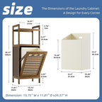 HITNET Bamboo Tilt Out Laundry Hamper, Bathroom Storage Cabinet with Hidden Removable Basket and 2 Open Shelves, Space Saving Bamboo Storage for Clothes, Towels and Toys, Walnut