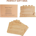 14.56"L x 11"W Bamboo Cutting Board Set of 4 - Wood Cutting Board Set with Holder, Chopping Boards Set with Food Icons, Juice Groove - Ideal for Meat, Fish, Bread, Vegetable, Fruit Chopping