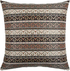 Kilim Throw Pillow Covers Khaki and Black - 22 x 22 Inches Decorative Porch Pillows, Boho Room Decor for Couch, Bohemian Outdoor Case for Farmhouse, Ethnic Shams, Moroccan Pattern