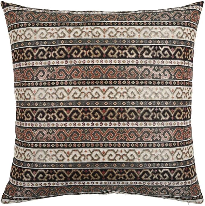 Kilim Throw Pillow Covers Khaki and Black - 22 x 22 Inches Decorative Porch Pillows, Boho Room Decor for Couch, Bohemian Outdoor Case for Farmhouse, Ethnic Shams, Moroccan Pattern