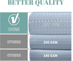 FrostBlue Long No Hook Waffle Weave Shower Curtain with snap-in Liner Replacement, 230GSM Waterproof Fabric Hotel Shower Curtain Set for Bathroom, Through Mesh Top Window,71Wx80H