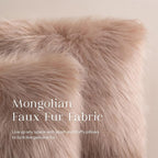 Phantoscope Faux Fur Solid Decorative Pillow Cover Fluffy Throw Pillow Mongolian Luxury Fuzzy Pillow Case Cushion Cover for Bedroom and Couch, Beige 20 x 20 Inches, Pack of 1