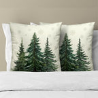 Pine Tree Forest Pillow Covers 22x22 Set of 2, Snow Green Fir Cedar Trees Beige Throw Pillowcase Winter Farmhouse Decorative Cushion Case for Couch Sofa Bed Home Outdoor