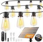 addlon 198FT(192+6) Solar String Lights Outdoor Waterproof - 60+4 LED Shatterproof Bulbs, 3 Modes, 8H Timeable, Dimmable, Outdoor Lights Solar Powered Patio Lights with Remote for Outside Porch Garden