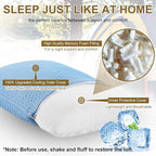 Ivellow Travel Pillow Cooling Camping Pillow for Sleeping Compressible Shredded Memory Foam Pillow Compact Firm Supportive Pillow for Adults Kids Outdoor Backpacking Hiking Essential Gear Blue S