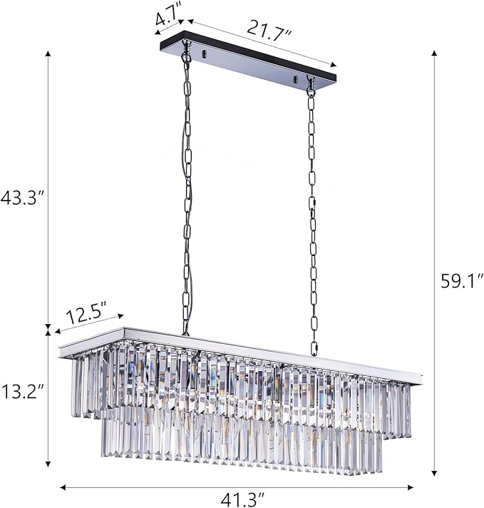 Wellmet 9-Light Crystal Chandelier 34.5 inch, Contemporary Modern Chandeliers Adjustable for Living Room, Dining Room, Pool Table Light, Kitchen Island Lighting (Chrome, 40 inches)