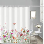 Floral Shower Curtain - 72" W x 78" L, with 12 Hooks, Hem Weighted Bathtub Shower Curtain for Bathroom