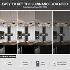 Black Led Modern Crystal Chandelier: 23.6" Round K9 Luxury Clear Crystals 3 Color Dimmable Contemporary Chandeliers for Dining Room Lights over Table - Adjustable Height Living Room Light with Remote