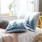 Winter Wonderland Pillow Covers 22x22 Inch Snowy Pine Tree Forest Throw Pillow Cover Set of 2 Blue Snowflake Decorative Pillows Cushion Case for Sofa Couch Bed Xmas Holiday Decor