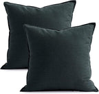 Jeanerlor Set of 2 Decorative 26"x26" Cotton Linen Chair Throw Pillow Case Green for Sofa Durable Classy, Comfortable Cushion Cover for Coffee Shop/Bar (65 x 65cm) Dark Blue